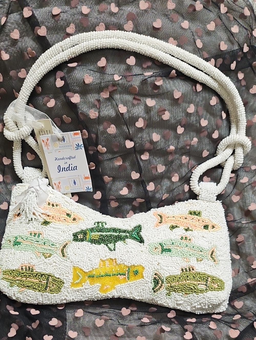 The Viral Sardine Beaded Fish Motif Shoulder Bag